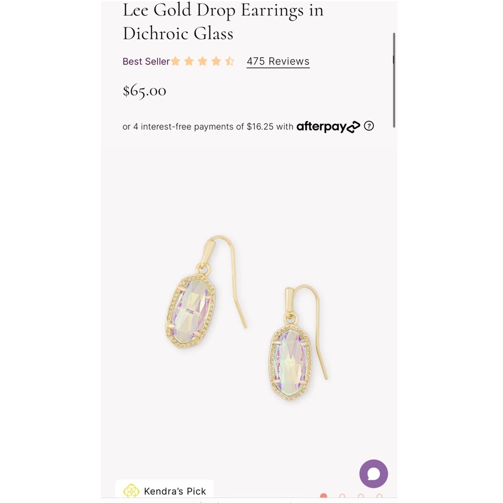 Kendra Scott Lee Gold Drop Earrings in Dichroic Glass